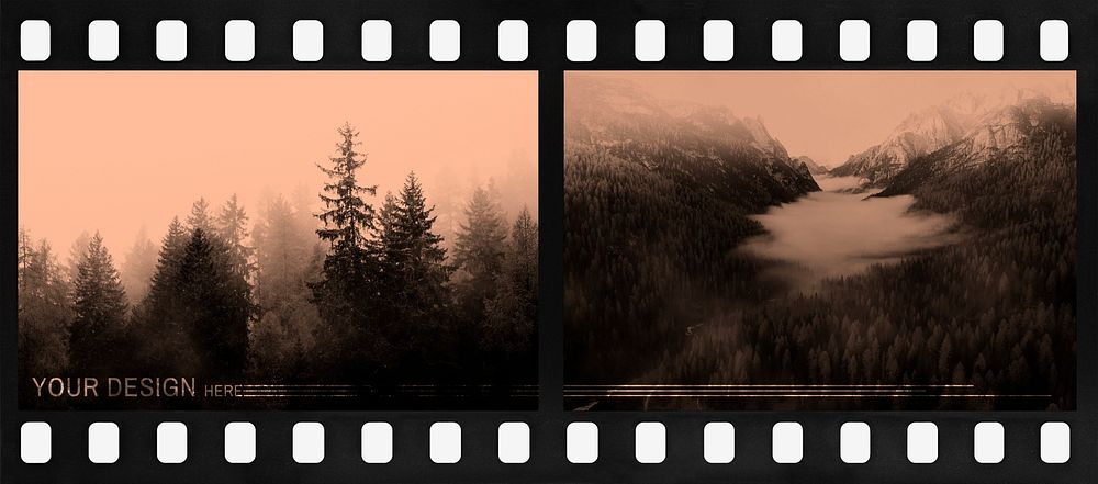 Film strip frame psd overlay blank background
