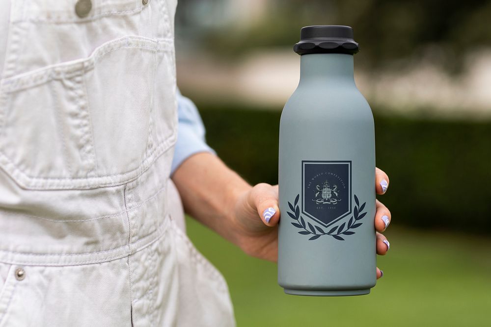 Water bottle mockup psd, eco friendly beverage container