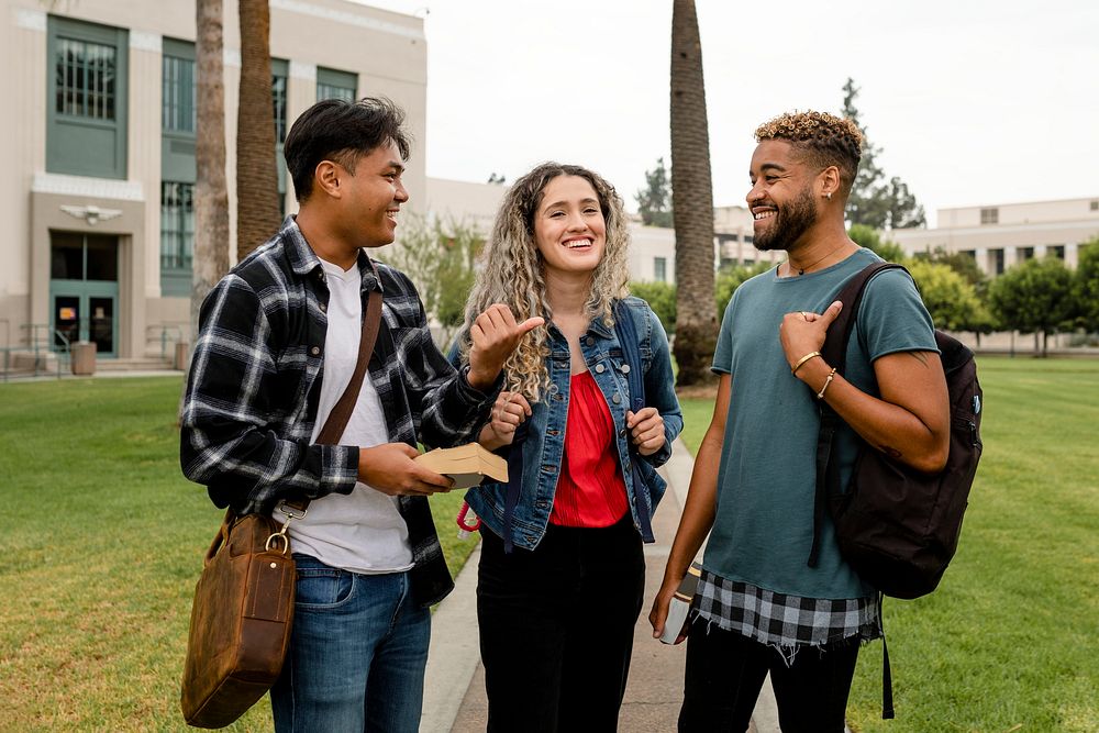 International students at university campus