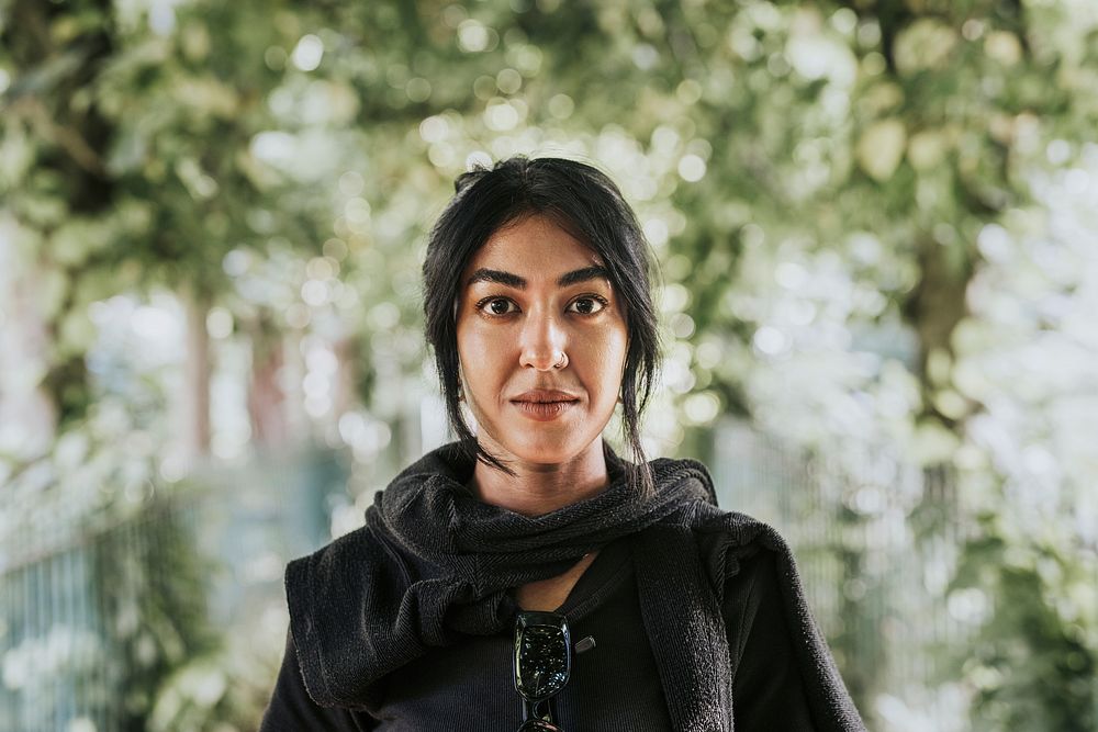 Indian woman portrait in a park