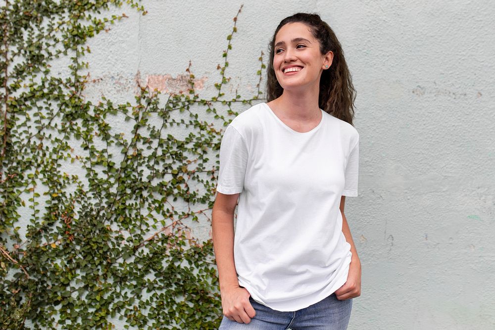 Woman in white tee casual outfit fashion