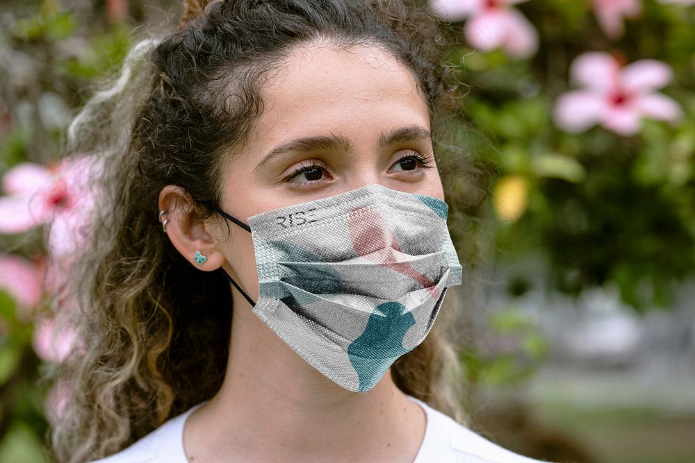 Disposable face mask mockup psd, new normal lifestyle