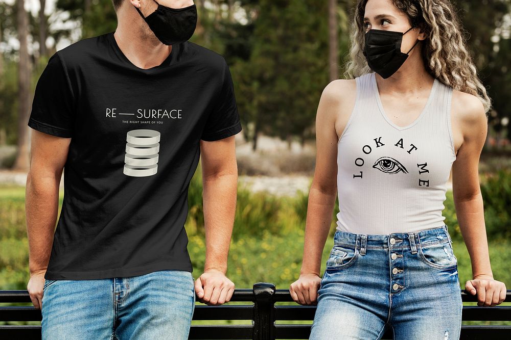 Casual wear mockups, tee and tank top design psd, men&rsquo;s and women&rsquo;s apparel fashion