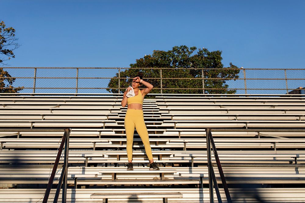 Woman athlete resting after a workout 