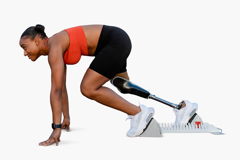 Paralympic athlete with prosthetic leg sticker psd