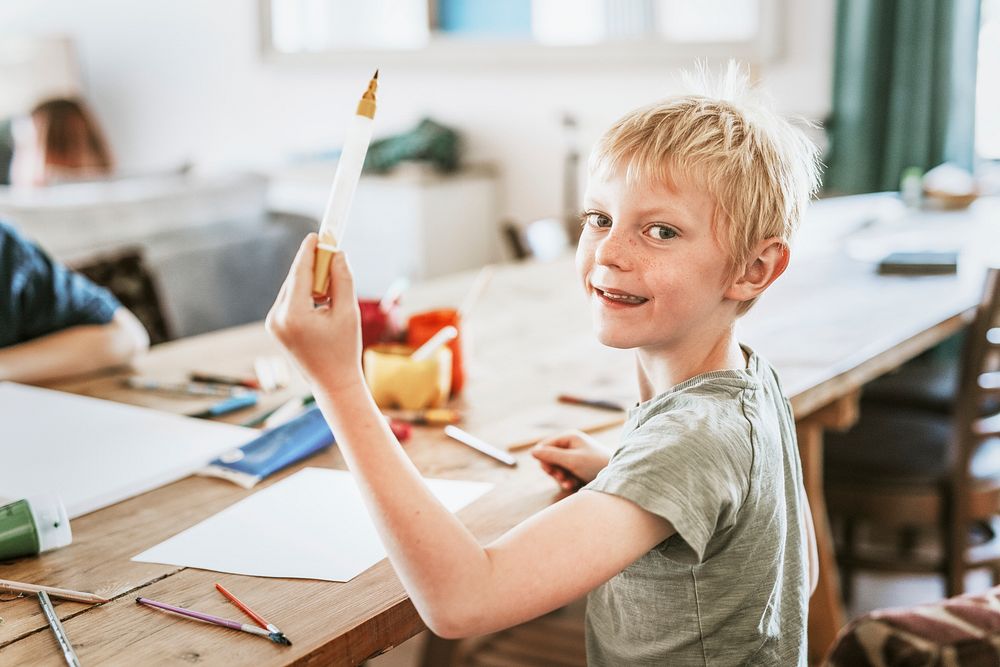 Kids in art class, homeschooling in the new normal