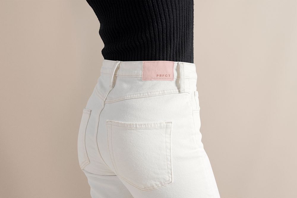 Jean's mockup, rear view, women's apparel fashion design psd