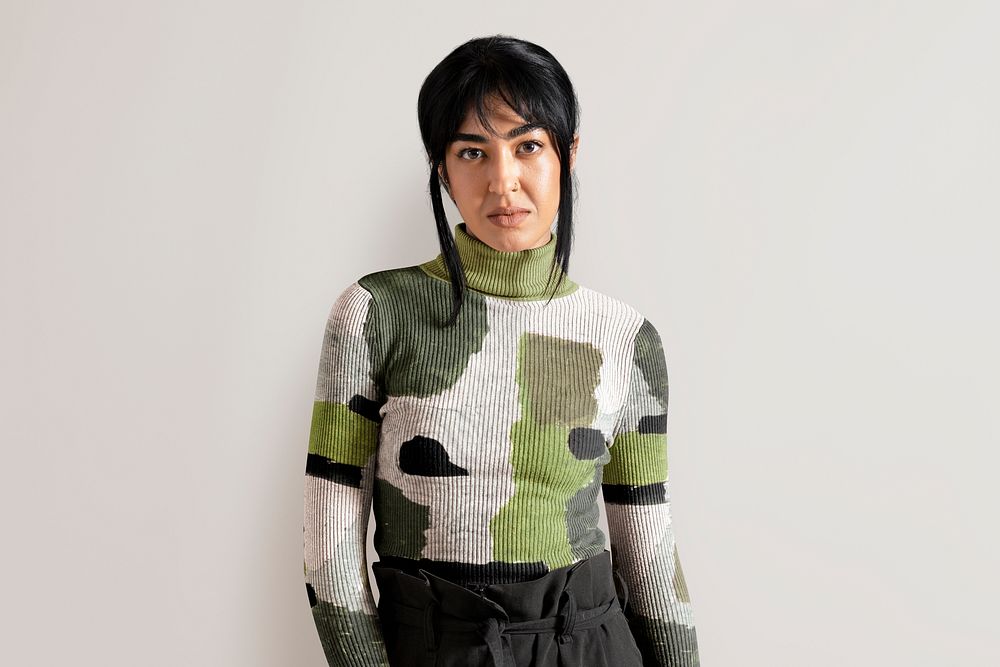 Turtleneck sweater mockup, women's all apparel fashion design psd