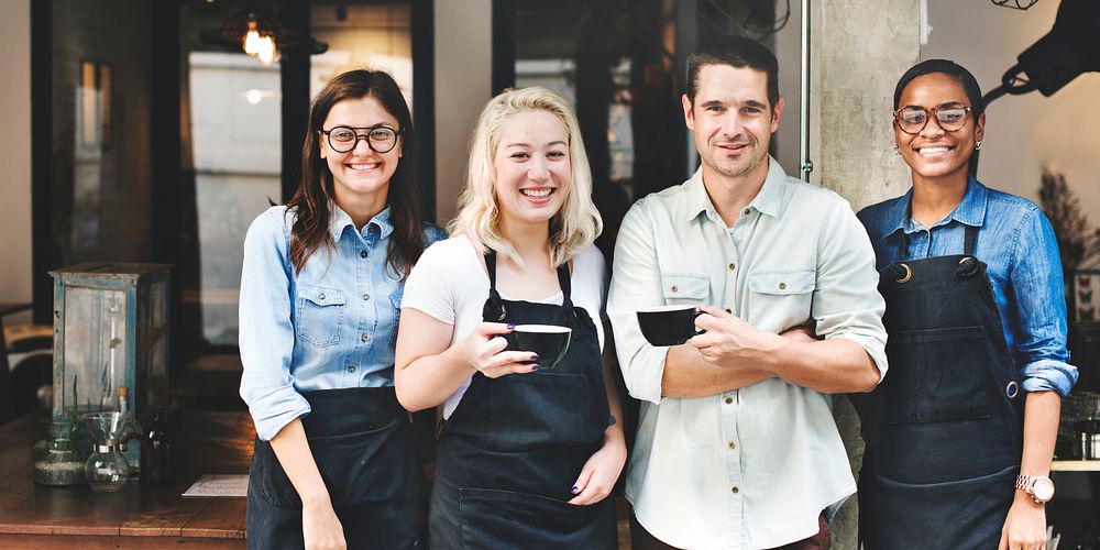 Cafe staff posing for a photo