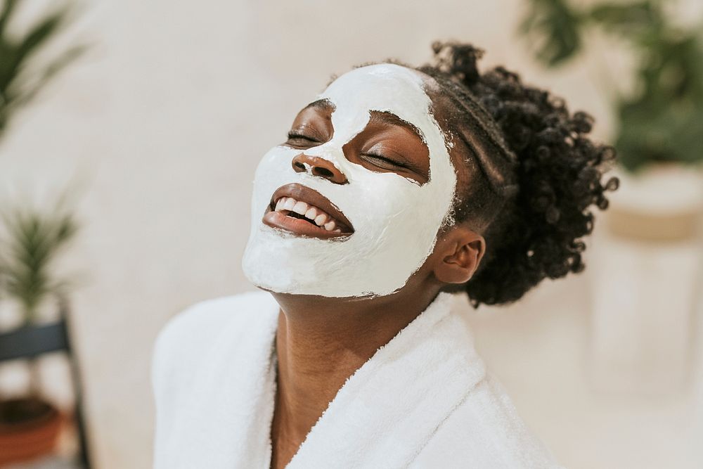 African American woman in facial mask