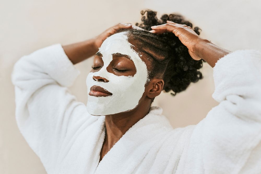 African American woman in facial mask