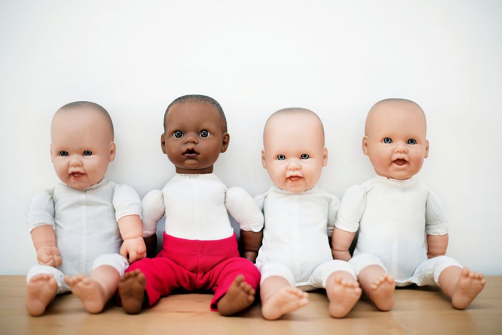 Diverse baby dummies in a row