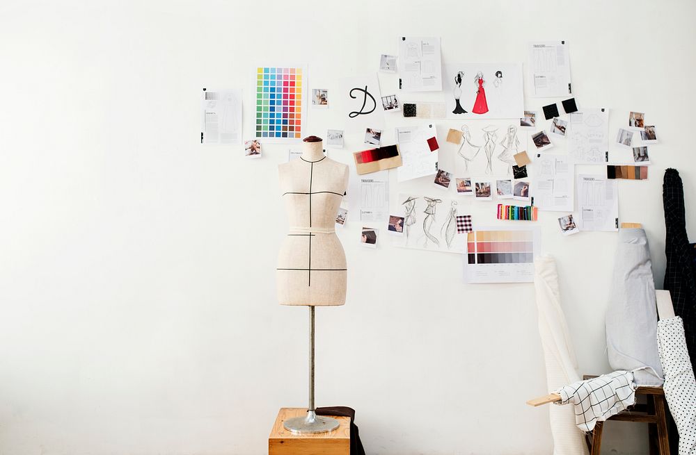 A creative wall of fashion designer
