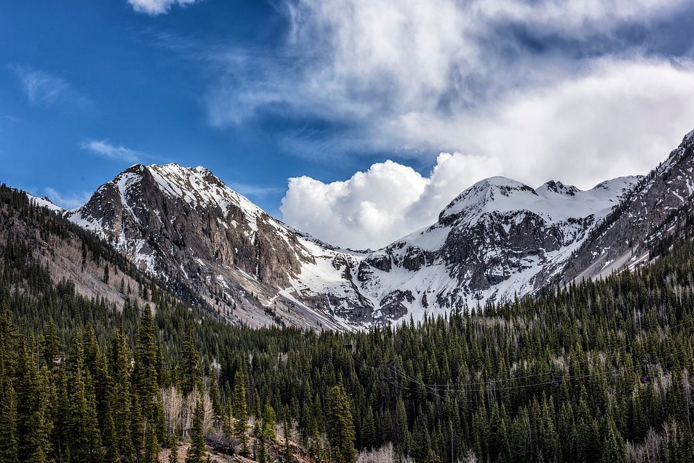 Scene in the San Juan Mountains above Silverton, Colorado, along with the mostly dirt-and-gravel "Alpine Loop" that, for…