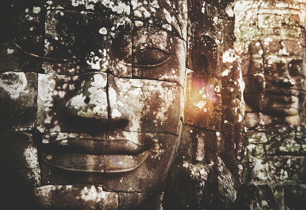 Buddha faces at Angkor Thom, Siem Reap, Cambodia.
