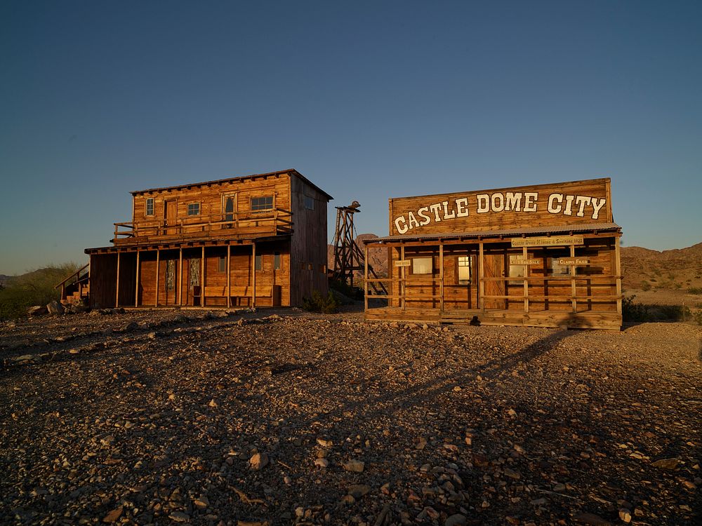Scene at the Castle Dome City ghost town, once the boomtown surrounding the Castle Dome mining district above several silver…