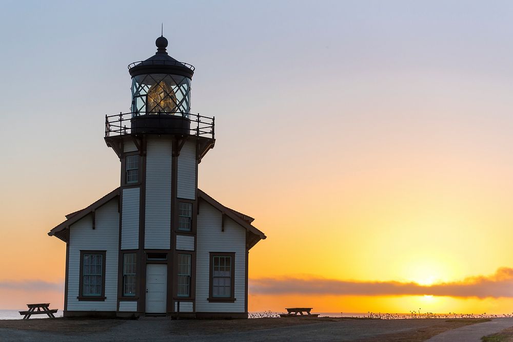Sunset at Point Cabrillo lighthouse, California