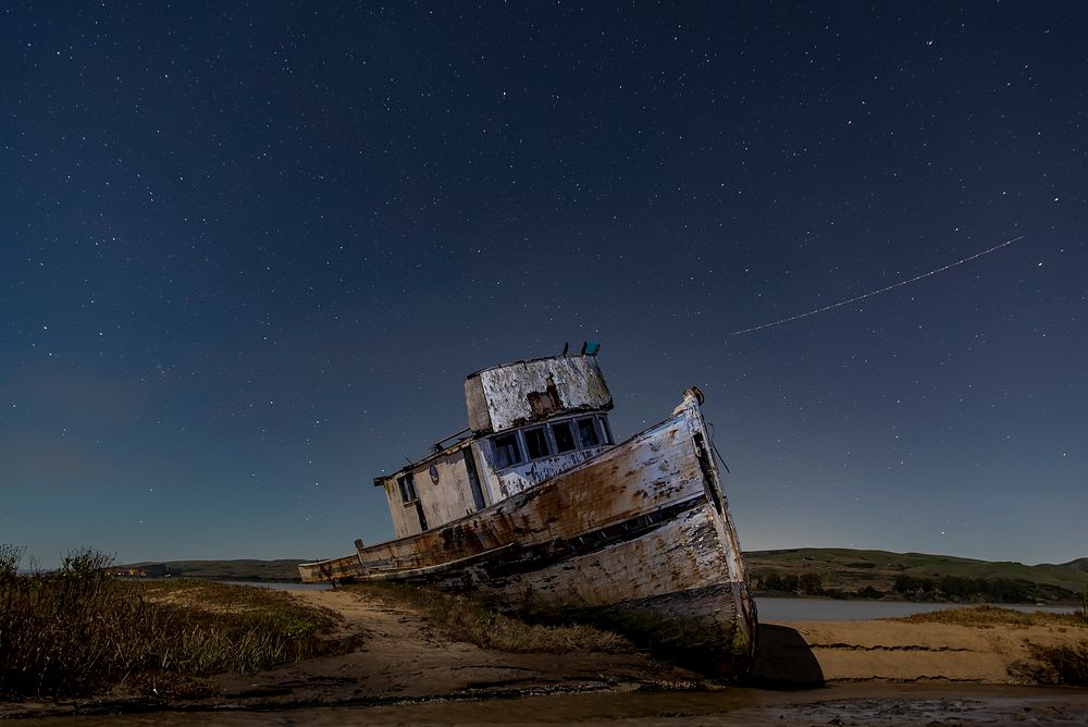 Abandoned ship at beach Inverness, United States