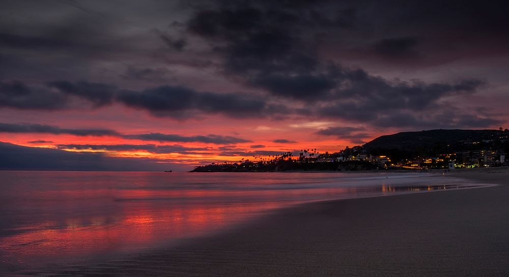 Beach at sunset in California