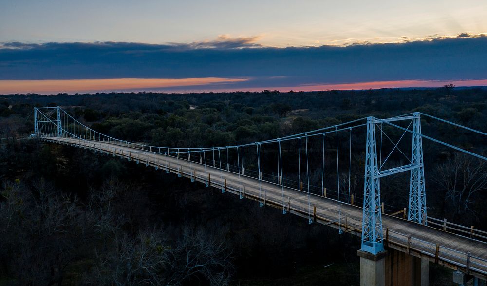 Sunset view of the Regency Bridge in San Saba County, Texas, USA