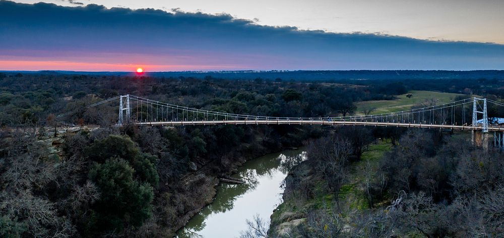 Sunset view of the Regency Bridge in San Saba County, Texas, USA