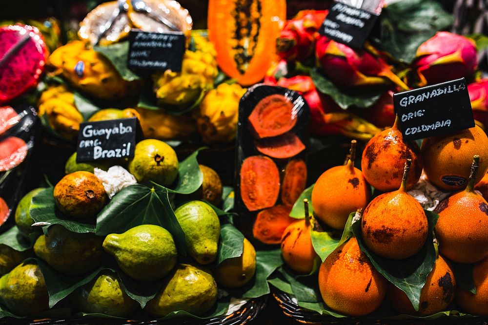 Fresh fruits at a market. Visit Kaboompics for more free images.