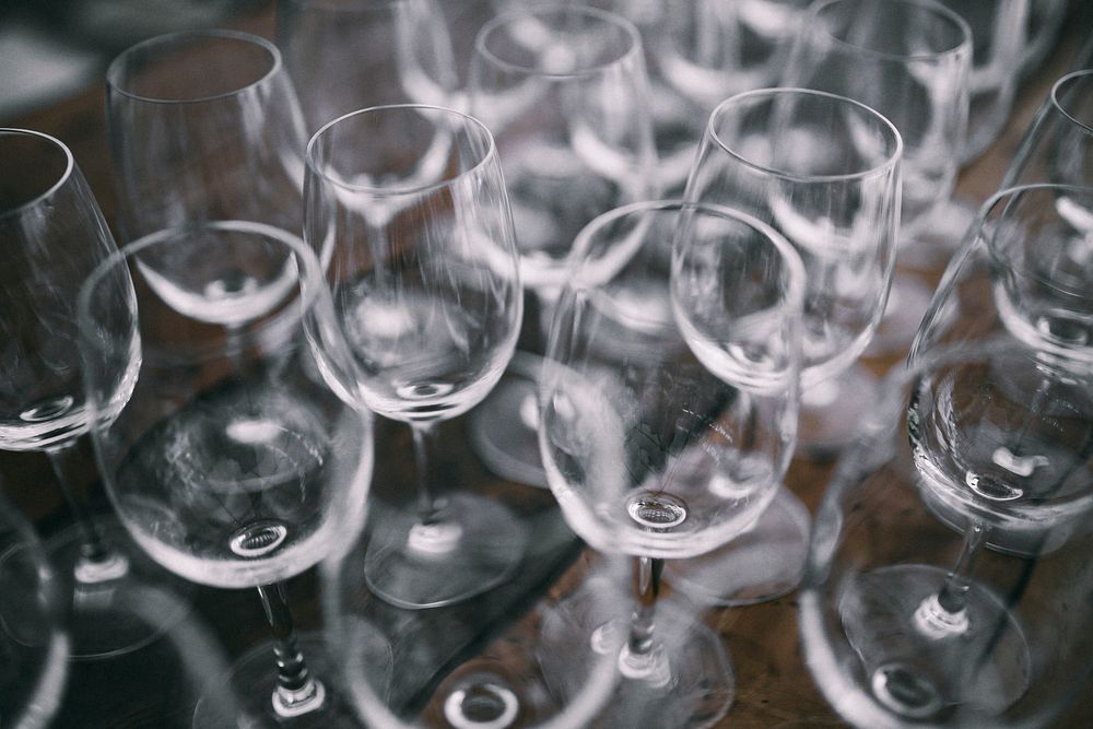 Rows of wine glasses. Visit Kaboompics for more free images.
