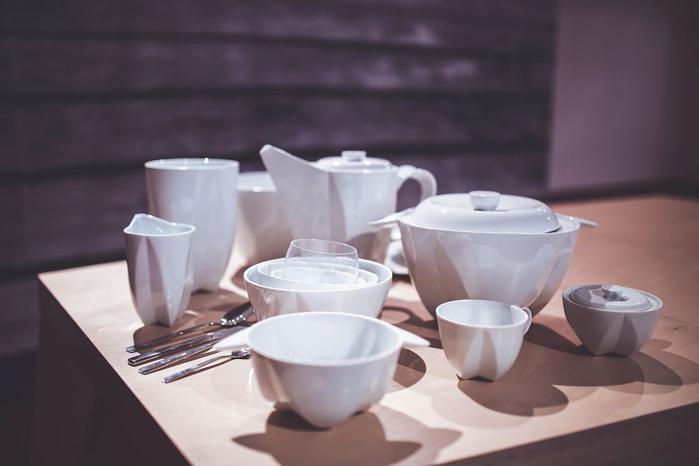 Selection of white porcelain. Visit Kaboompics for more free images.