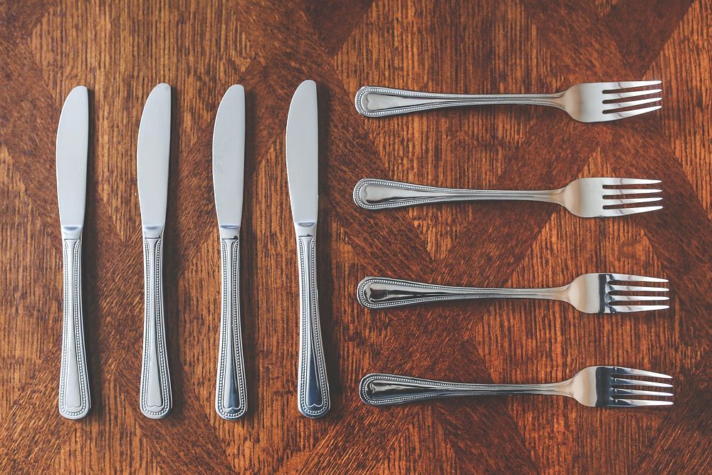 Cutlery on a table. Visit Kaboompics for more free images.