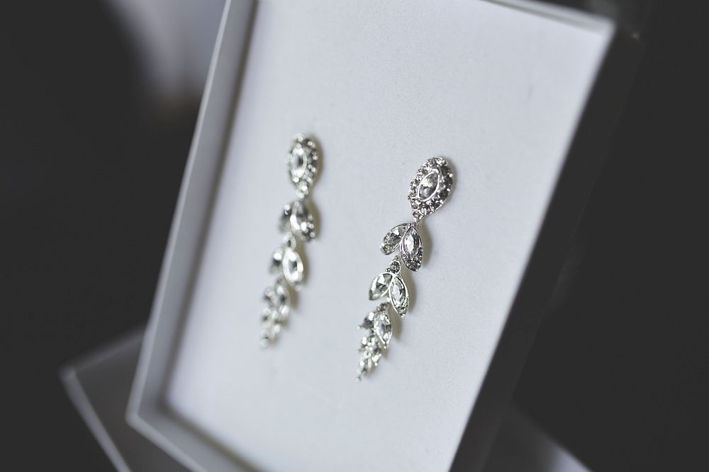 Diamond chandelier earrings. Visit Kaboompics for more free images.