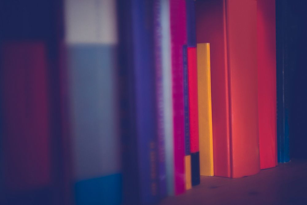 Close up of colorful books