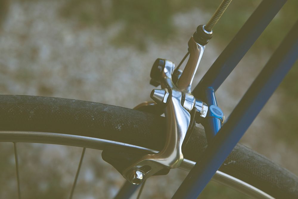 Close up of a bike brake