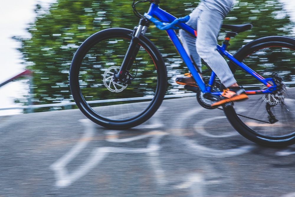 Mountain biker riding a mountain bike