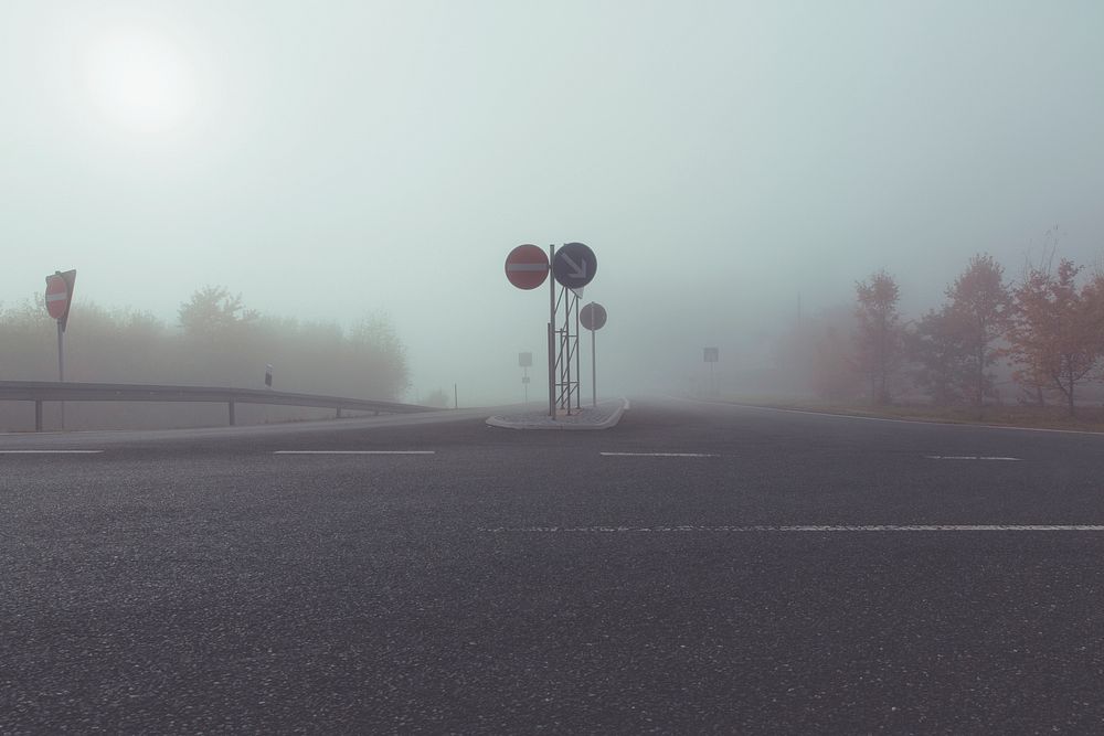 A road in the morning mist