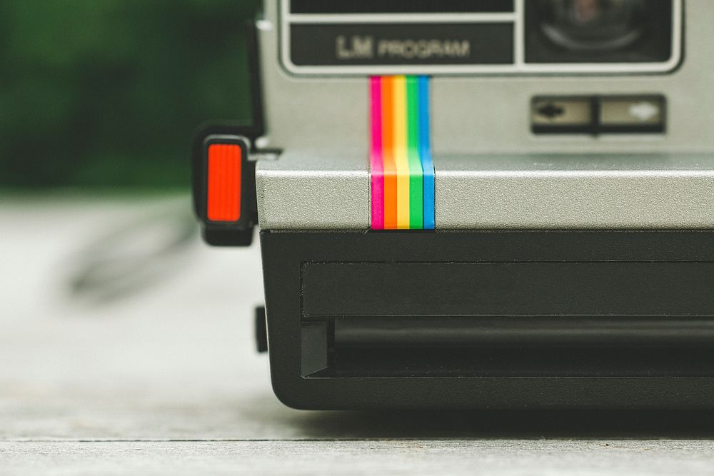 Close up of a Polaroid instant camera