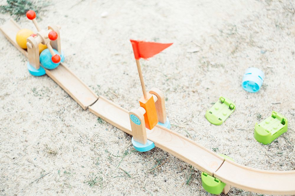 Wooden toy bridge in a park