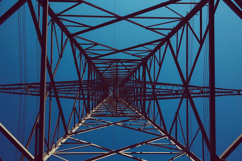 Power pole under the blue sky