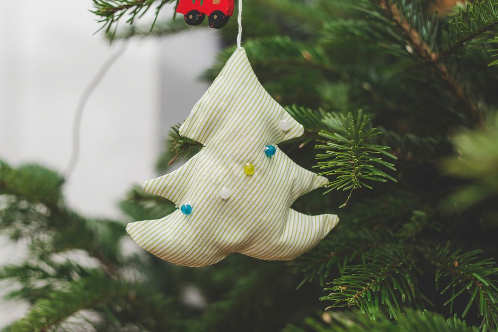 Eco-friendly ornament in a Christmas tree