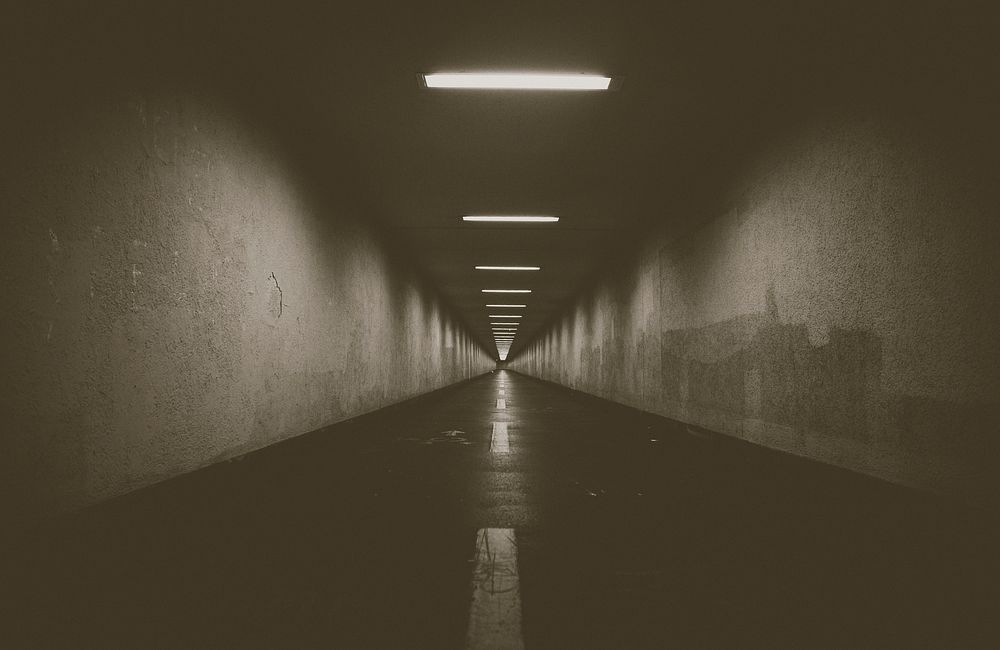 View of the underpass in sepia tone
