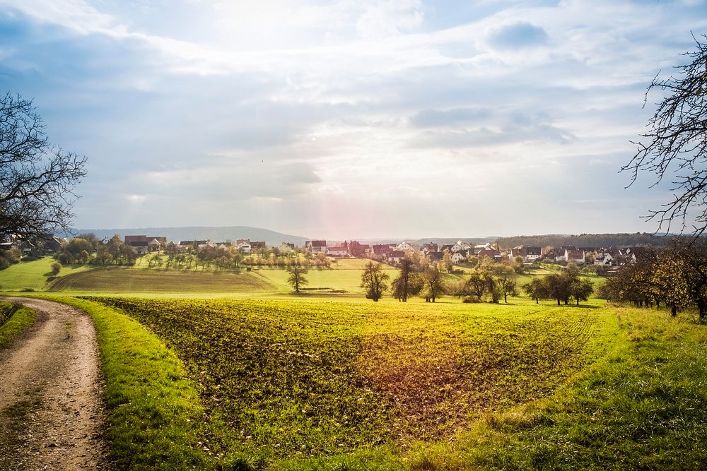 Green field in Schlaifhausen at Wiesenthau, Germany