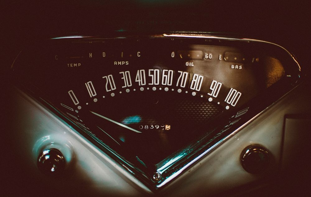 Speedometer in a a classic car