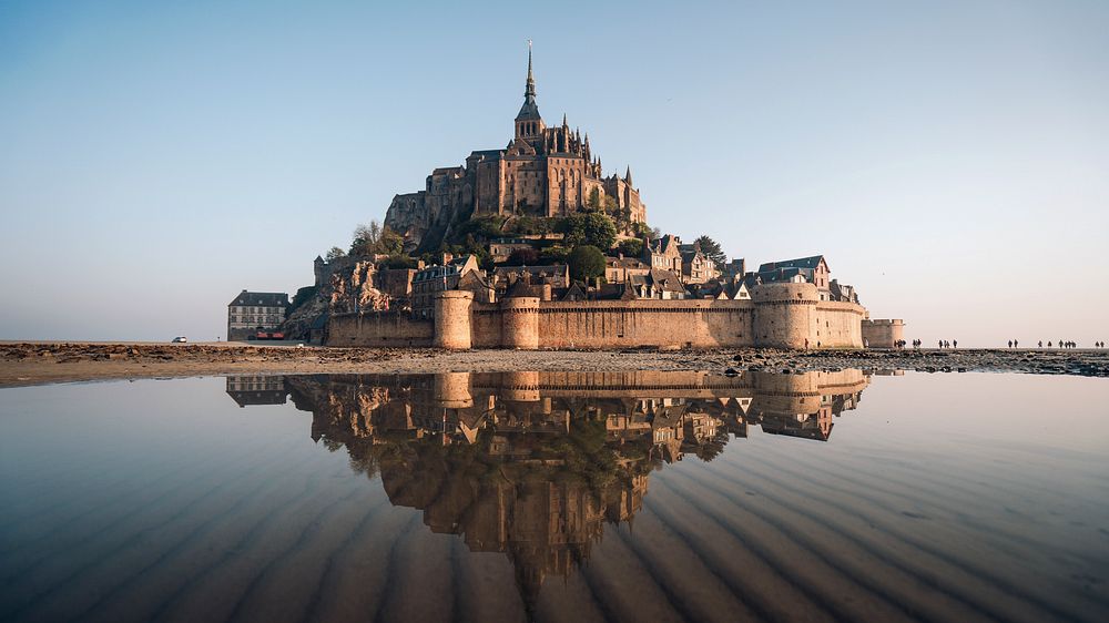 Travel desktop wallpaper background, Le Mont-Saint-Michel in Normandy, France