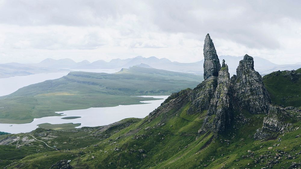 Mountain desktop wallpaper, landscape background, the Storr on the Trotternish peninsula of the Isle of Skye, Scotland