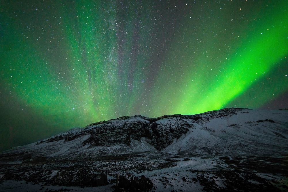 Northern lights at Raudfeldar Canyon, Iceland