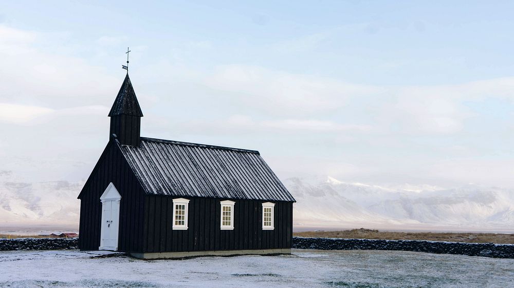 Travel desktop wallpaper background, Budir Black Church, Iceland