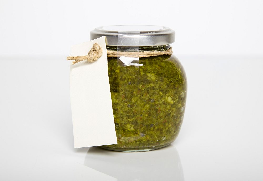 A jar of green herby paste