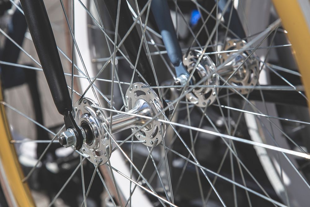 Close up of  bicycle wheels