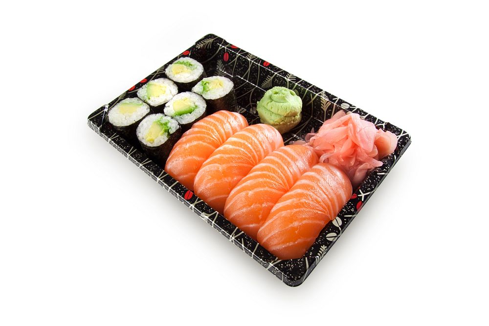 Salmon and avocado sushi box