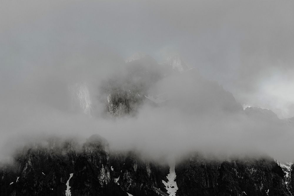 View of mountain in the clouds