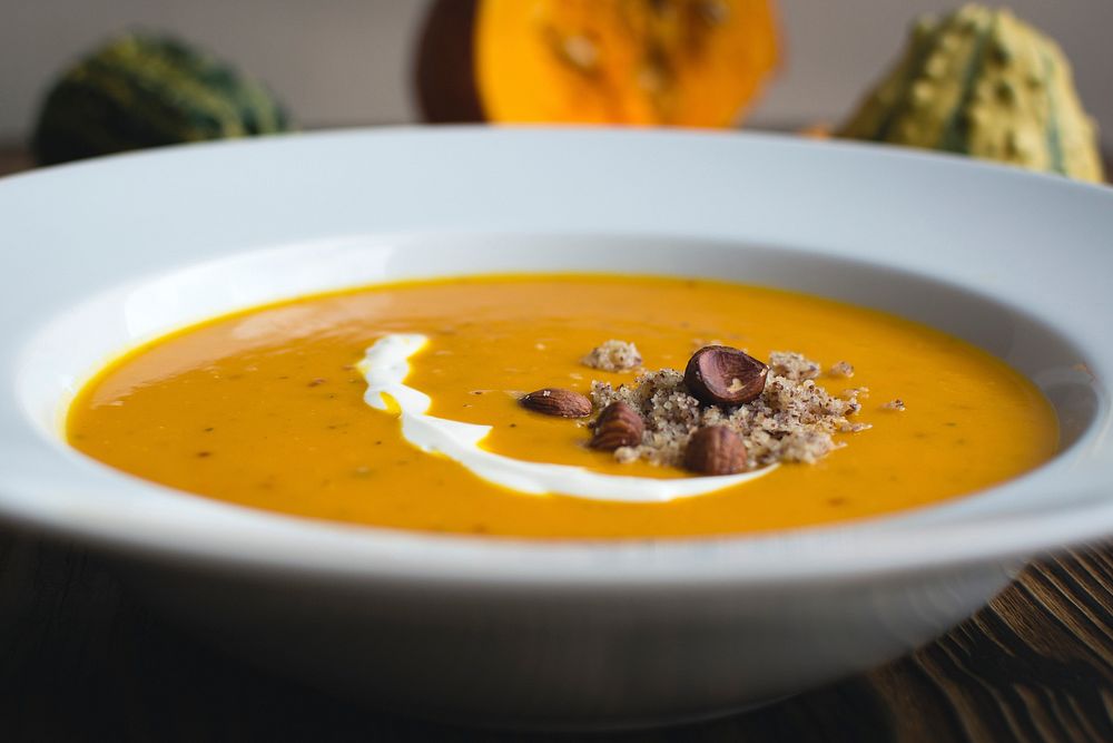 Closeup of pumpkin soup